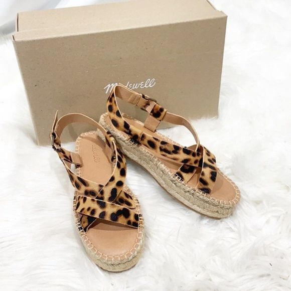 New W/ Box Madewell‎ Aleh Asymmetric Malia Espadrille Sandal Leopard Calf… - Picture 4 of 9